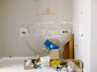 Publication Instagram Entreprise Rénovation Immobilier Photos Avis Client Marine Beige Moderne Professionnel